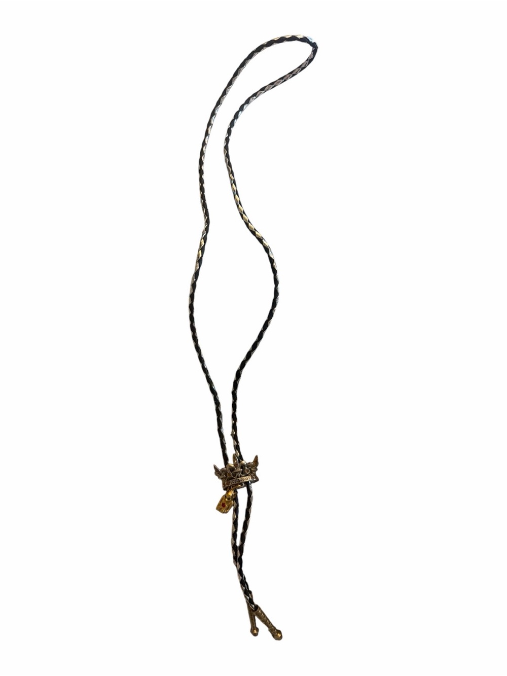 Crown Accent Black and Gold Bolo Tie